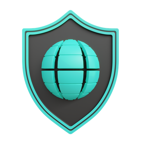 Global Secure Shield  3D Icon