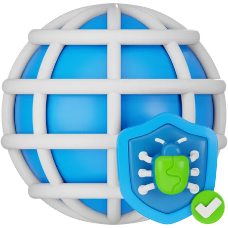 Global Network Protection Against Cyber Threats 3D Icon