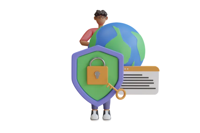 Global Security  3D Illustration