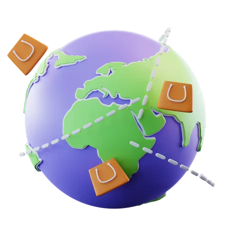 Global Shopping Store  3D Icon