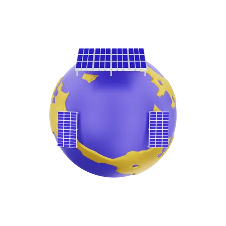 Global Solar Panel Energy  3D Illustration