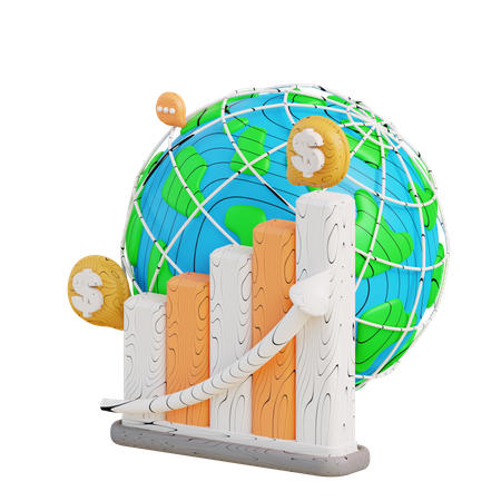 Global Stock Growth  3D Icon