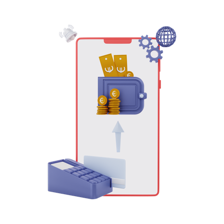 Global transaction of Euro  3D Icon