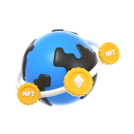 Global Transaction Of NFT Coins  3D Icon