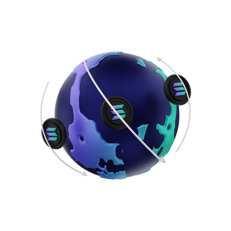 Global transaction of Solana  3D Icon