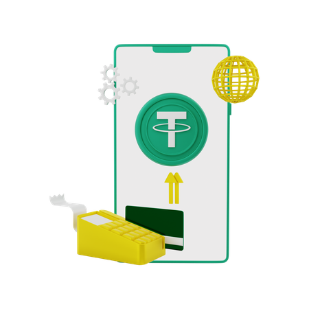 Global transaction of Tether  3D Icon