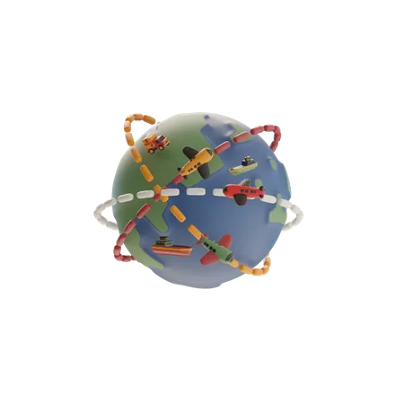Global Transport Network 3D Icon