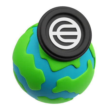 Global Worldcoin  3D Icon