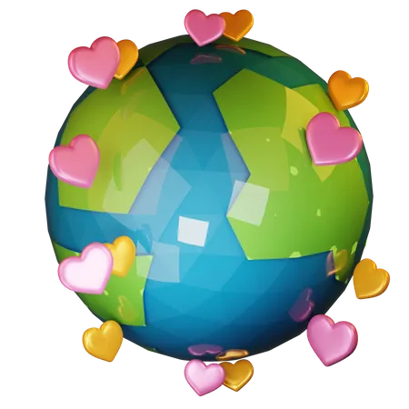 Globale ökologische Liebe  3D Illustration