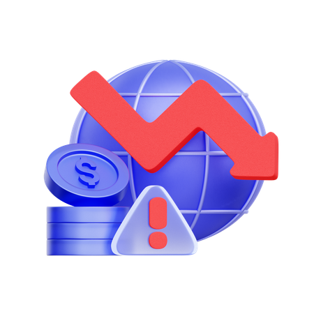 Warnung vor einer globalen Rezession  3D Icon
