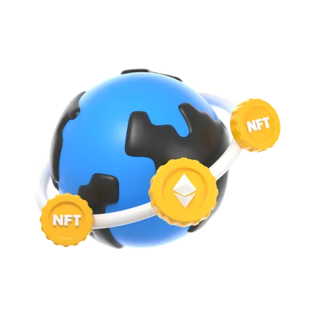 Globale Transaktion von NFT-Münzen  3D Icon