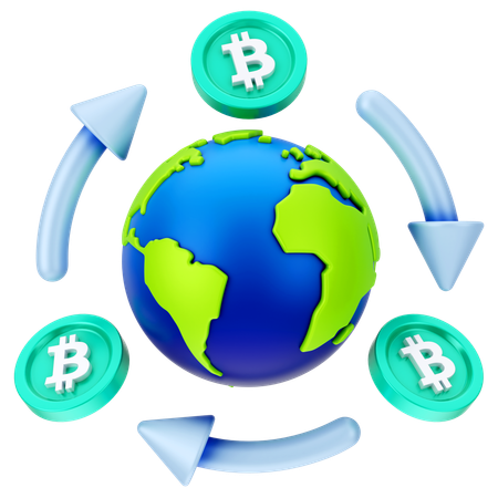 Globaler Bitcoin-Austausch  3D Icon