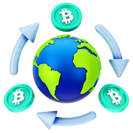 Globaler Bitcoin-Austausch  3D Icon