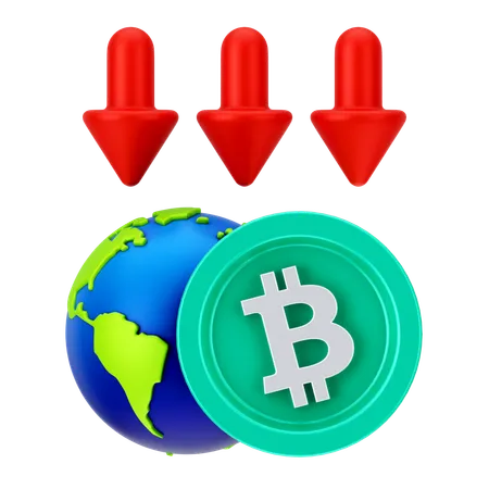 Globaler Bitcoin-Verlust  3D Icon