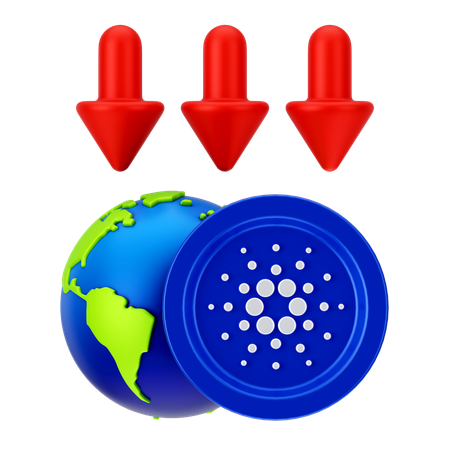 Globaler Cardano-Verlust  3D Icon