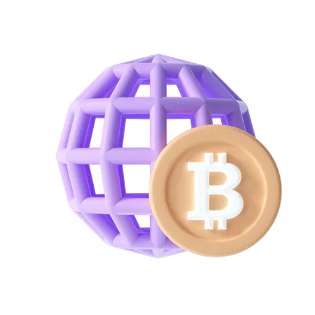 Bitcoin Globalsymbol 3D Illustration