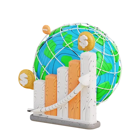 Globales Aktienwachstum  3D Icon