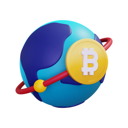 Globales Bitcoin  3D Icon