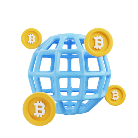 Globales Bitcoin  3D Icon