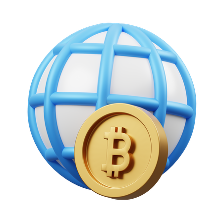 Globales Bitcoin-Netzwerk  3D Illustration