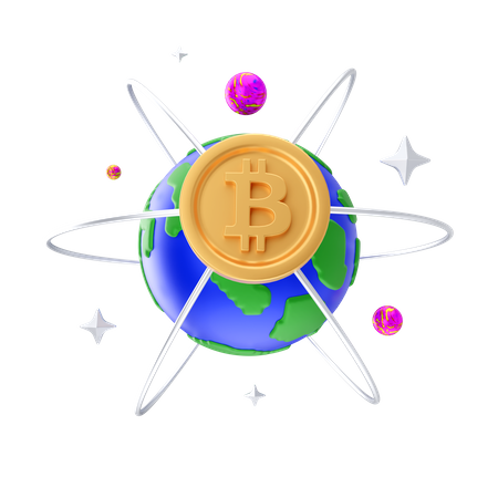 Globales Bitcoin-Netzwerk  3D Illustration