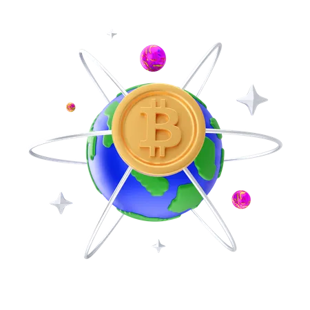 Globales Bitcoin-Netzwerk  3D Illustration