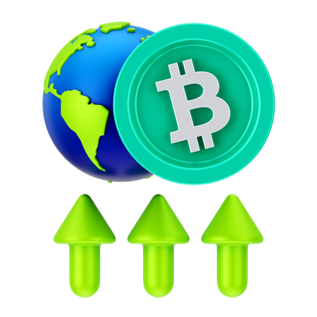 Globales Bitcoin-Wachstum  3D Icon