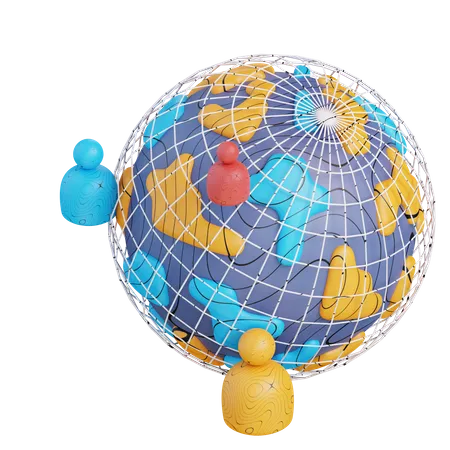 3 D Darstellung Des Globalen Geschaftsnetzwerks 3D Icon