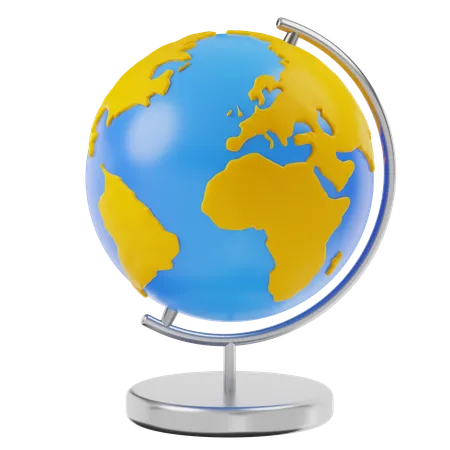 Earth Globe 3 D Icon World 3 D Illustration On Isolated Background 3D Icon