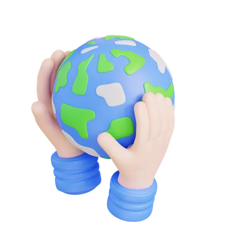 3 D Illustration Of Hand And Globe 3D Icon
