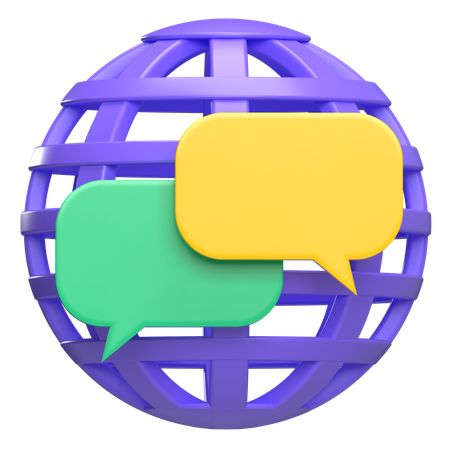 Globe And Chat  3D Icon