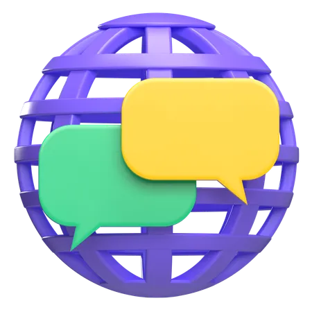 Globe And Chat  3D Icon