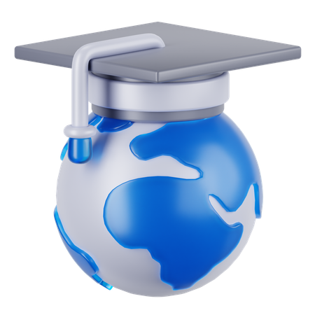 Globe and Hat  3D Icon