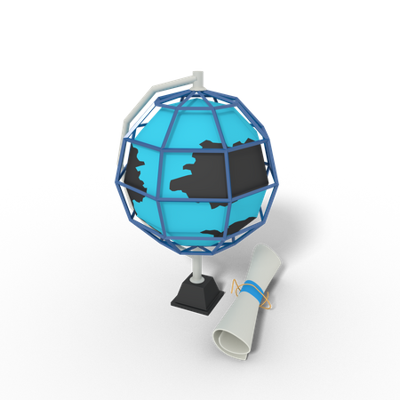 Globe and map education  3D Illustration