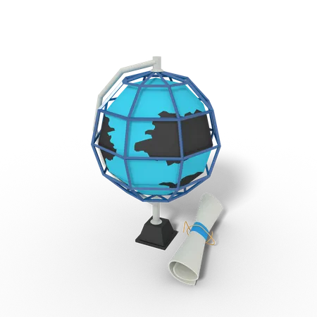 Globe and map education  3D Illustration