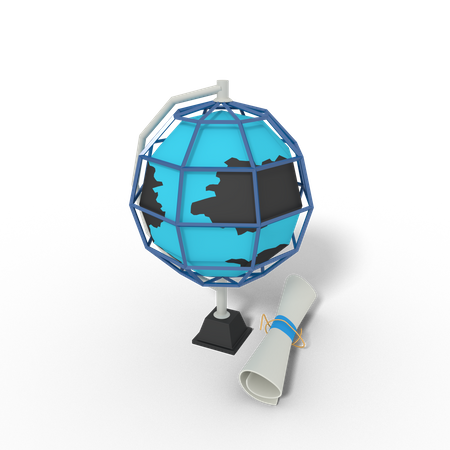 Globe and map education 3D Illustration
