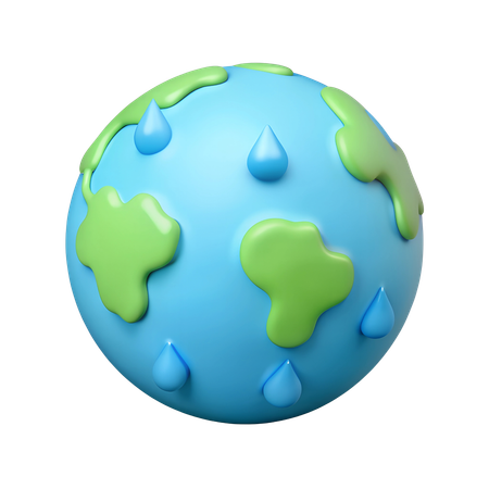 Globe avec des gouttes d'eau  3D Icon