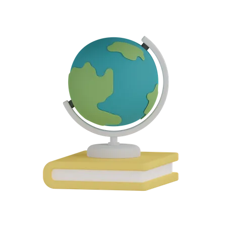 Globe avec livre  3D Icon