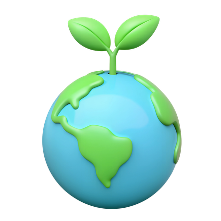 Globe avec pousse de plante  3D Icon