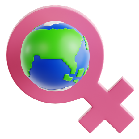 Globe avec symbole féminin  3D Icon