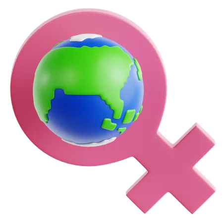 Globe avec symbole féminin  3D Icon