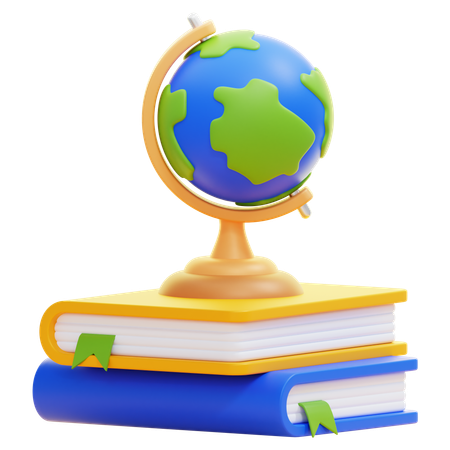 Globe avec un livre  3D Icon