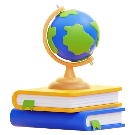 Globe avec un livre  3D Icon