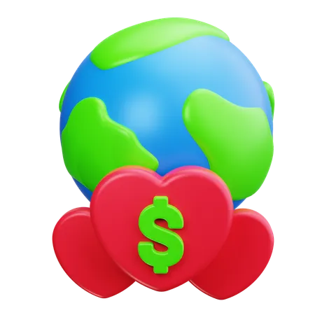 Coeur de globe  3D Icon