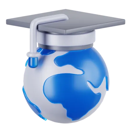 Globe et chapeau  3D Icon