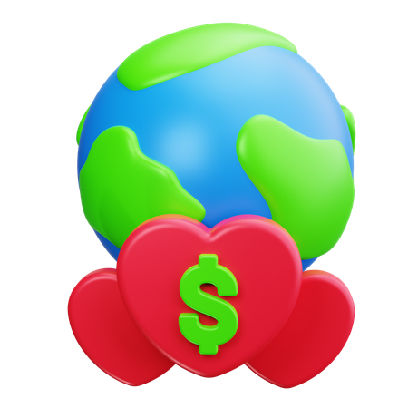 Globe Heart  3D Icon