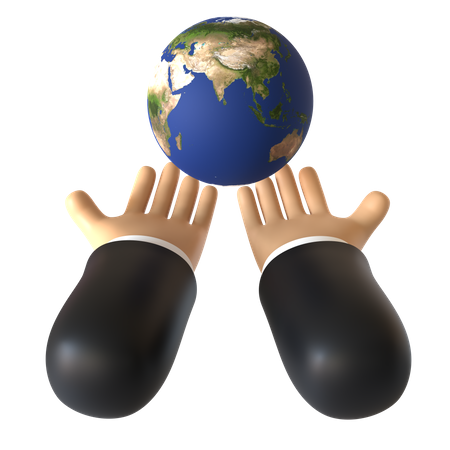 Globe Holding Hand Gesture  3D Illustration