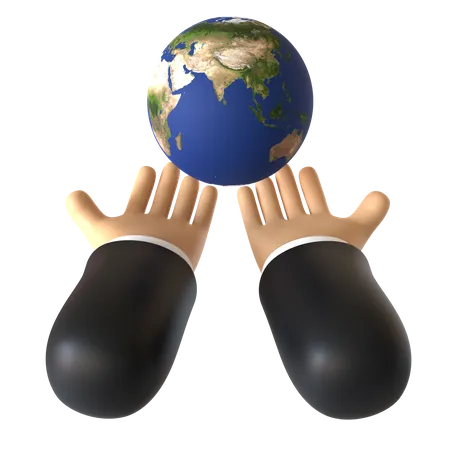 Globe Holding Hand Gesture  3D Illustration