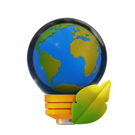 Globe Light Bulb  3D Icon