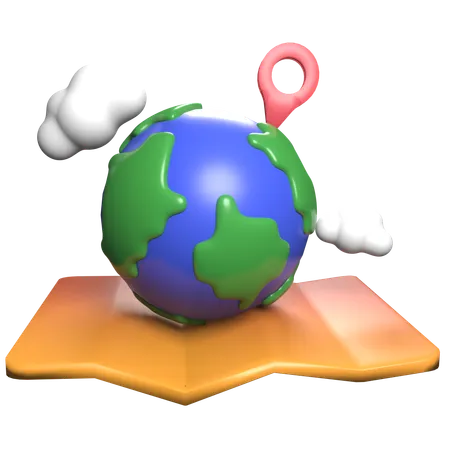 Globe Map  3D Icon